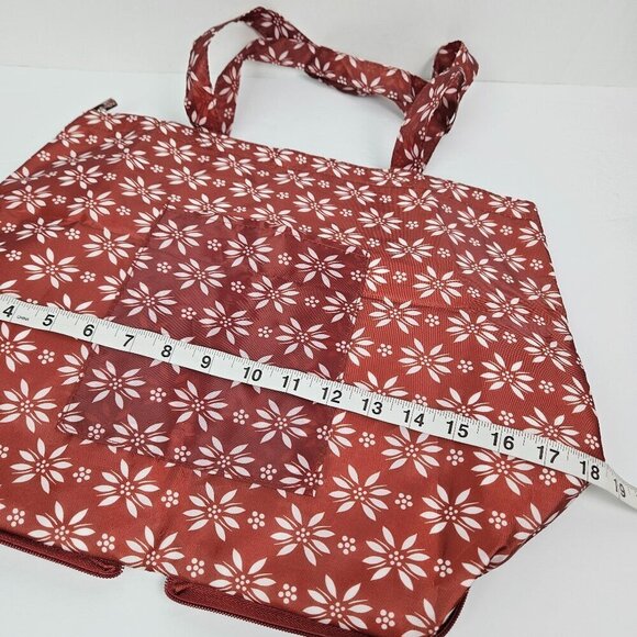 Temptations Packable Travel Reusable Insulated Nylon Shopping Tote Bag Rust Red - Picture 8 of 9
